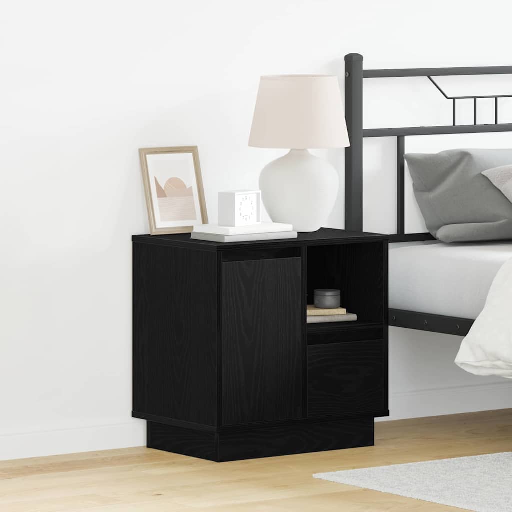 Bedside Cabinet with Black 50 x 34.5 x 50 cm Engineered wood